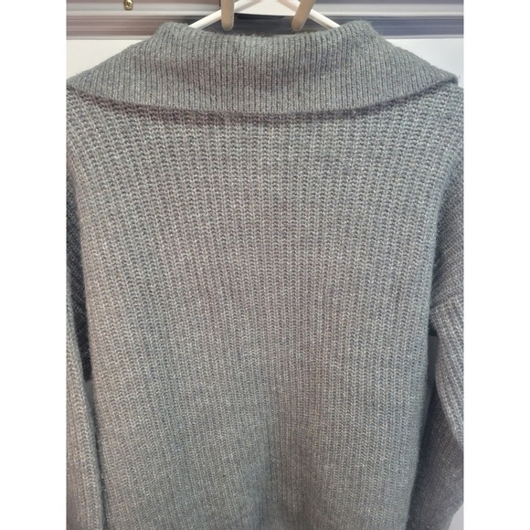 NINE WEST Women Gray Ribbed Collared V Neck Sweater Pullover M - Picture 5 of 7